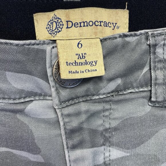 DEMOCRACY Ab Technology Camouflage Mid-Rise Skinny Pants Women Sz 6 Gray Stretch - Picture 8 of 16